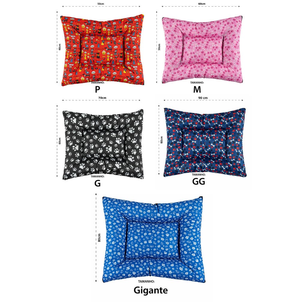 Cama colchonete Pet Estampado Cachorro e Gato Facil de Limpar Varios Tamanhos: P, M, G, GG e XGG