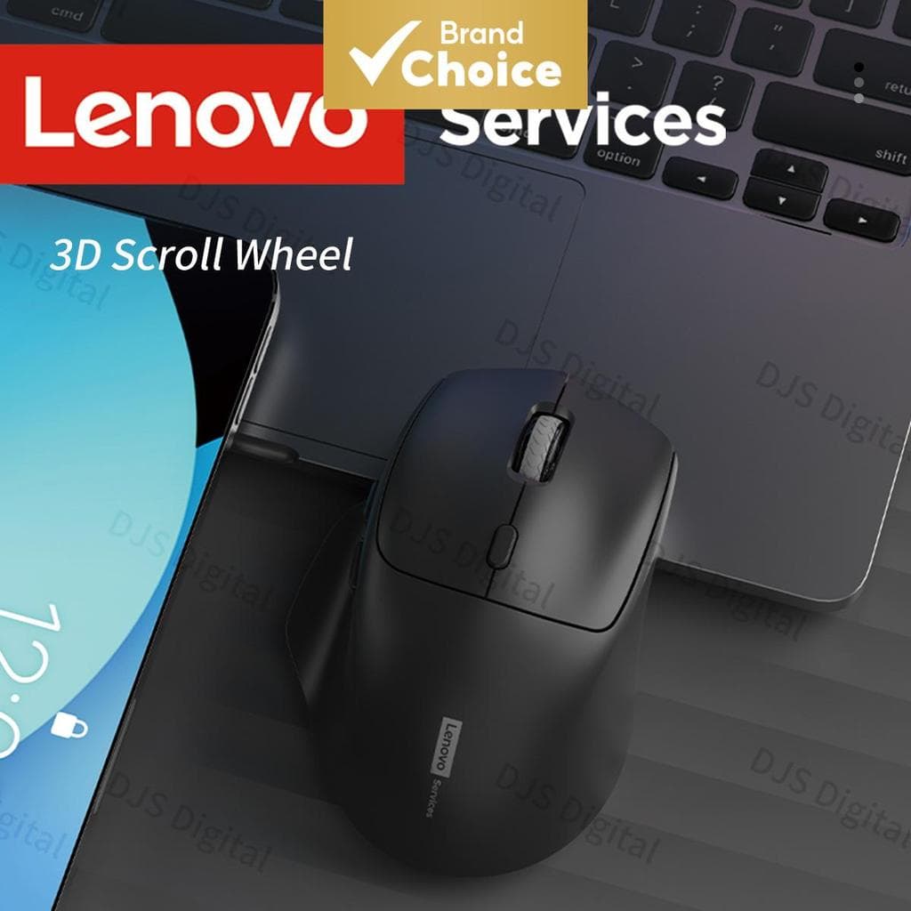 Bateria De Longa Resistência Do Mouse Sem Fio Ergonômico Lenovo Para Laptop De Jogos De Escritório E Pc De Mesa