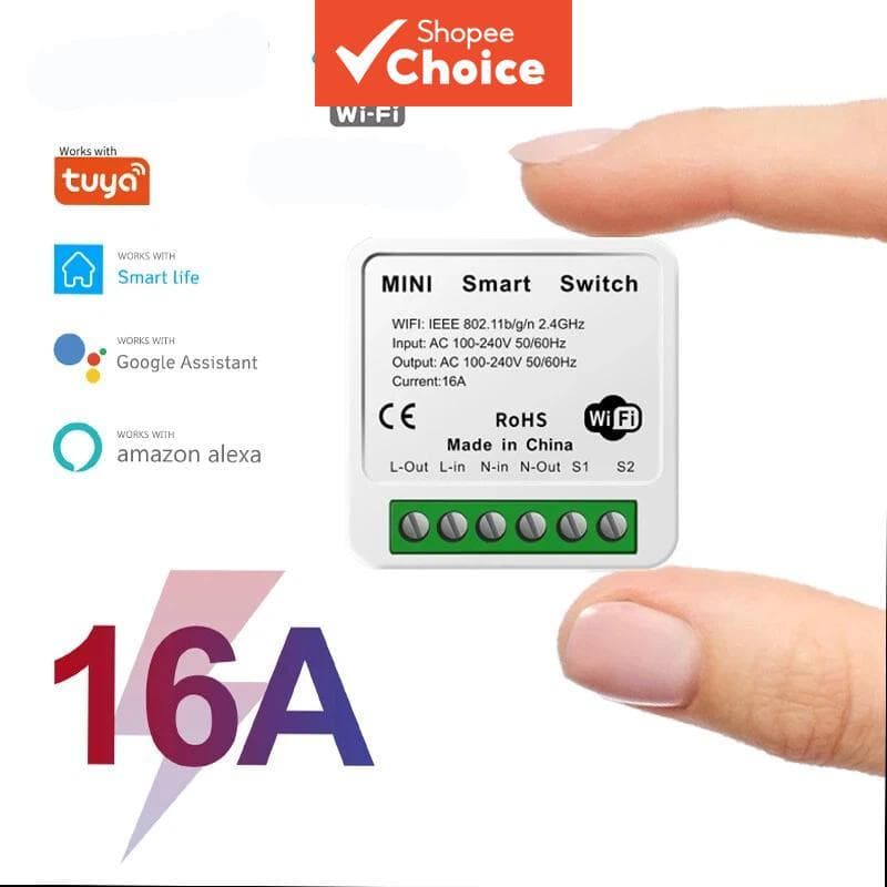 AXUS Para Tuya Interruptor Inteligente WiFi 16A Módulo de Controle 2 Vias Mini Disjuntor Inteligente Vida Inteligente