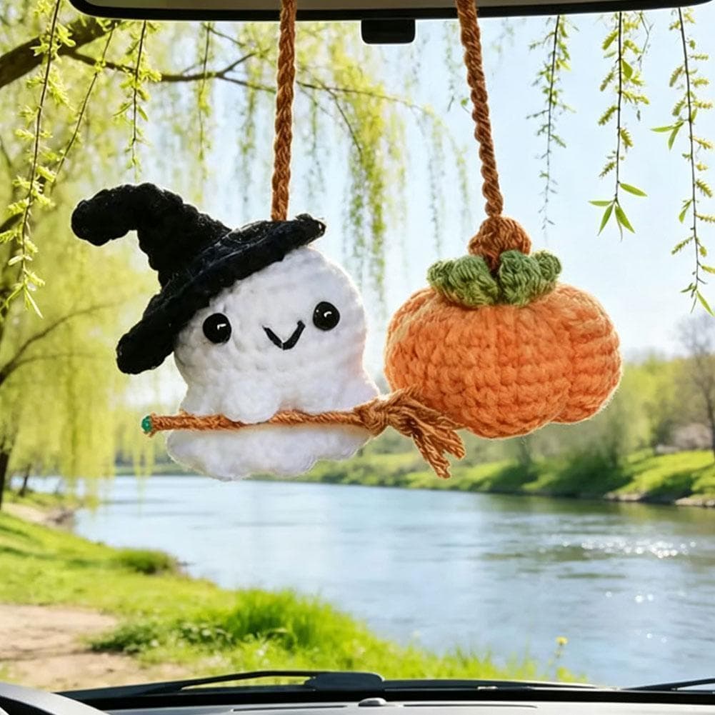 Halloween Fantasma E Abóbora Espelho Retrovisor Pendurado Decoração Amuleto Assustador Para Interior Do Carro Espírito D