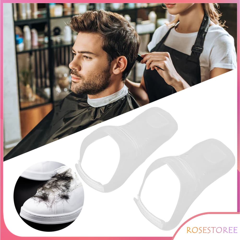 Rosestoree Capa para sapato de corte de cabelo, 1 par de sapatos de barbeiro de silicone transparente à prova de