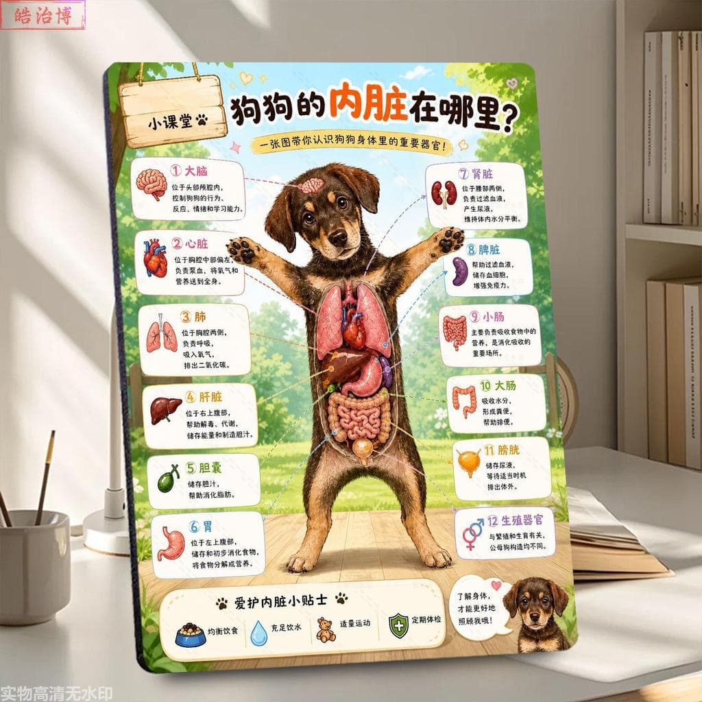 Função de localização de órgão interno para cães, placa de exibição de Hospital para animais de estimação, moldura para
