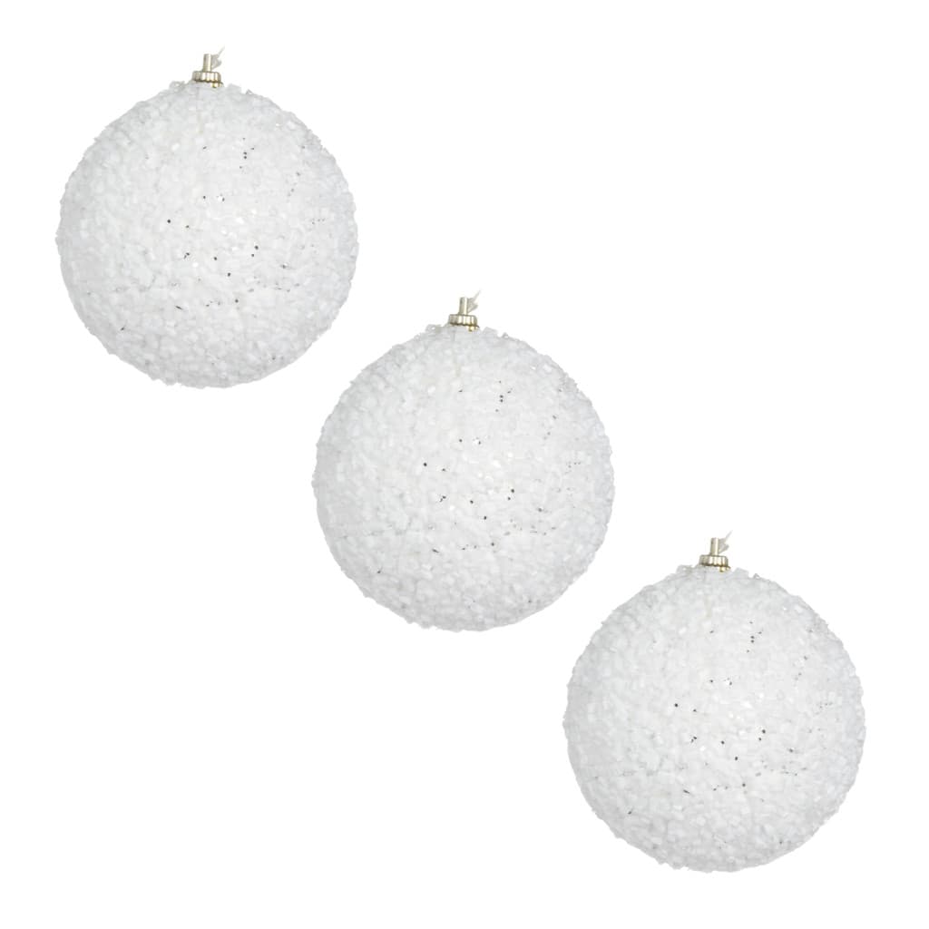 Kit 3 Bolas Natal Branca Texturizada 8cm Enfeite Árvore Decoração Luxo Laços Pendurar