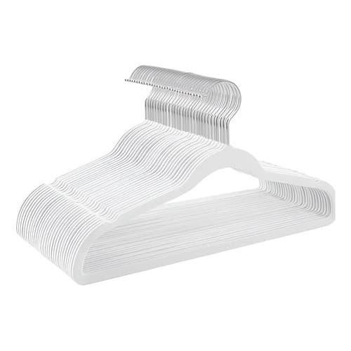 Kit 50 Cabides De Veludo Slim Antideslizante Ultrafinos Cor Branco