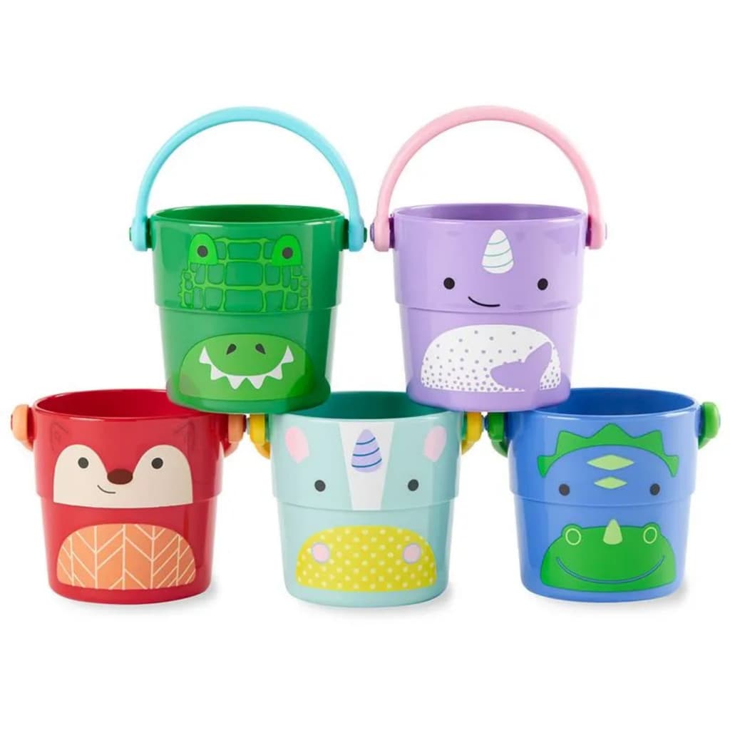 Brinquedo De Banho Infantil Kit 5 Baldinhos Animais Skip Hop