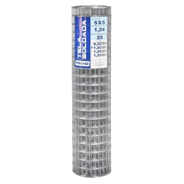 Tela Soldada Galvanizada 5x5 cm Fio 1,24 mm 1,00 x 25 m Franz