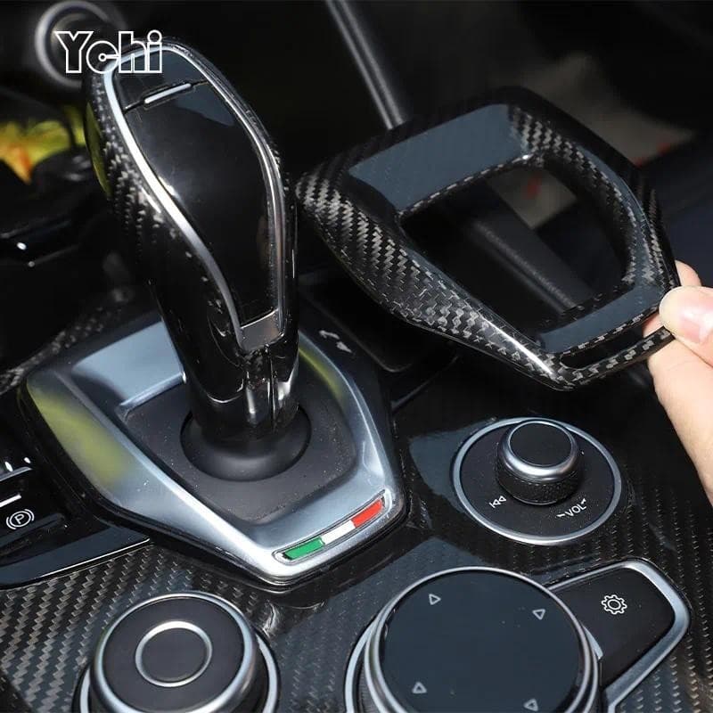 Fibra De Carbono Real Para Alfa Romeo Giulia Stelvio 2020 Interior Console Central Painel De Mudança De Engrenagem Capa