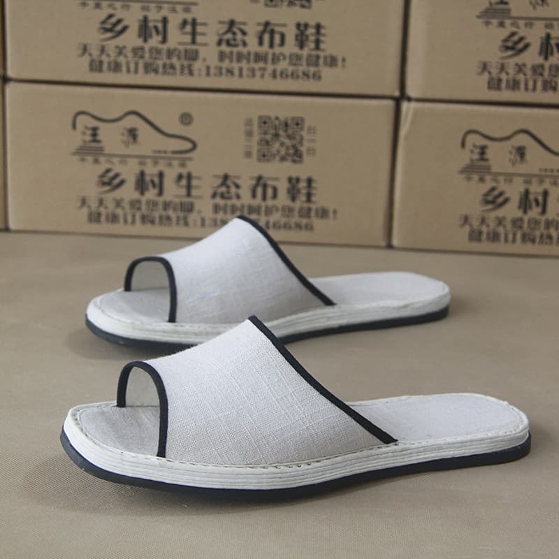 Verão branco chinelos homens sandálias chinelos feminino dedo do pé aberto artesanal algodão linho casa interior versão