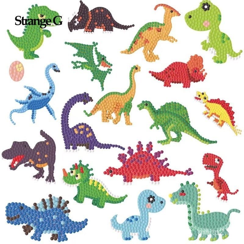 Conjunto de Pintura em Diamante de Dinossauro, Artesanato em Mosaico, Adesivo Digital 5D de Dinossauro, Artesanato Feito