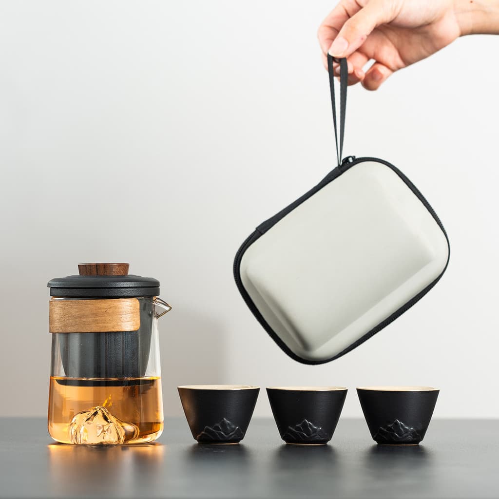 Conjunto de chá portátil de alta qualidade para viagem, bule de vidro Anti-escaldante, copo rápido, lembrança de negócio