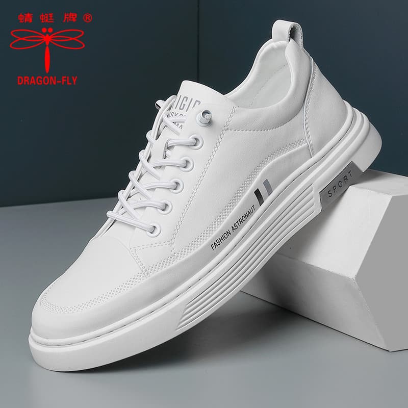 Libélula marca 2025 verão novo estilo respirável tênis casuais de couro masculino na moda All-Match deslizamento em sapa
