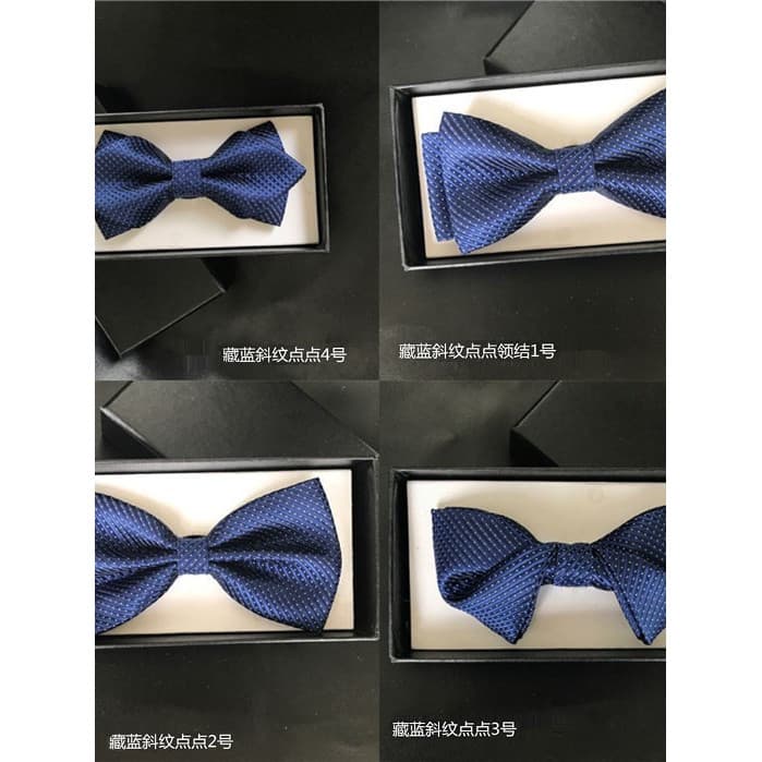 Gravata borboleta pontilhada em sarja azul marinho, roupa Formal de negócios, moda casamento, padrinhos, irmãos, grupo,