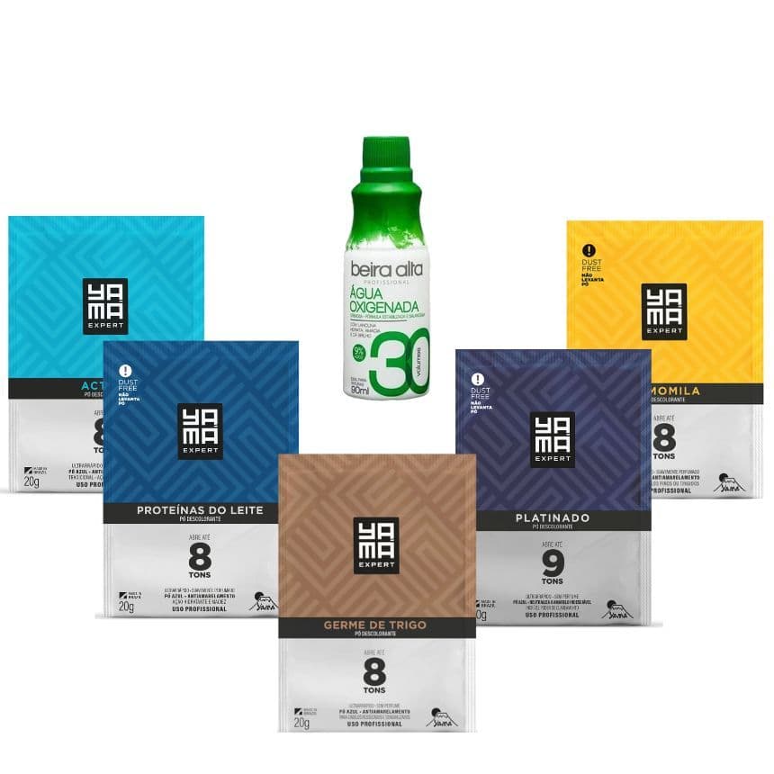 Kit Agua Oxigenada 30V 90ml + Pó Descolorante Yamá 20g