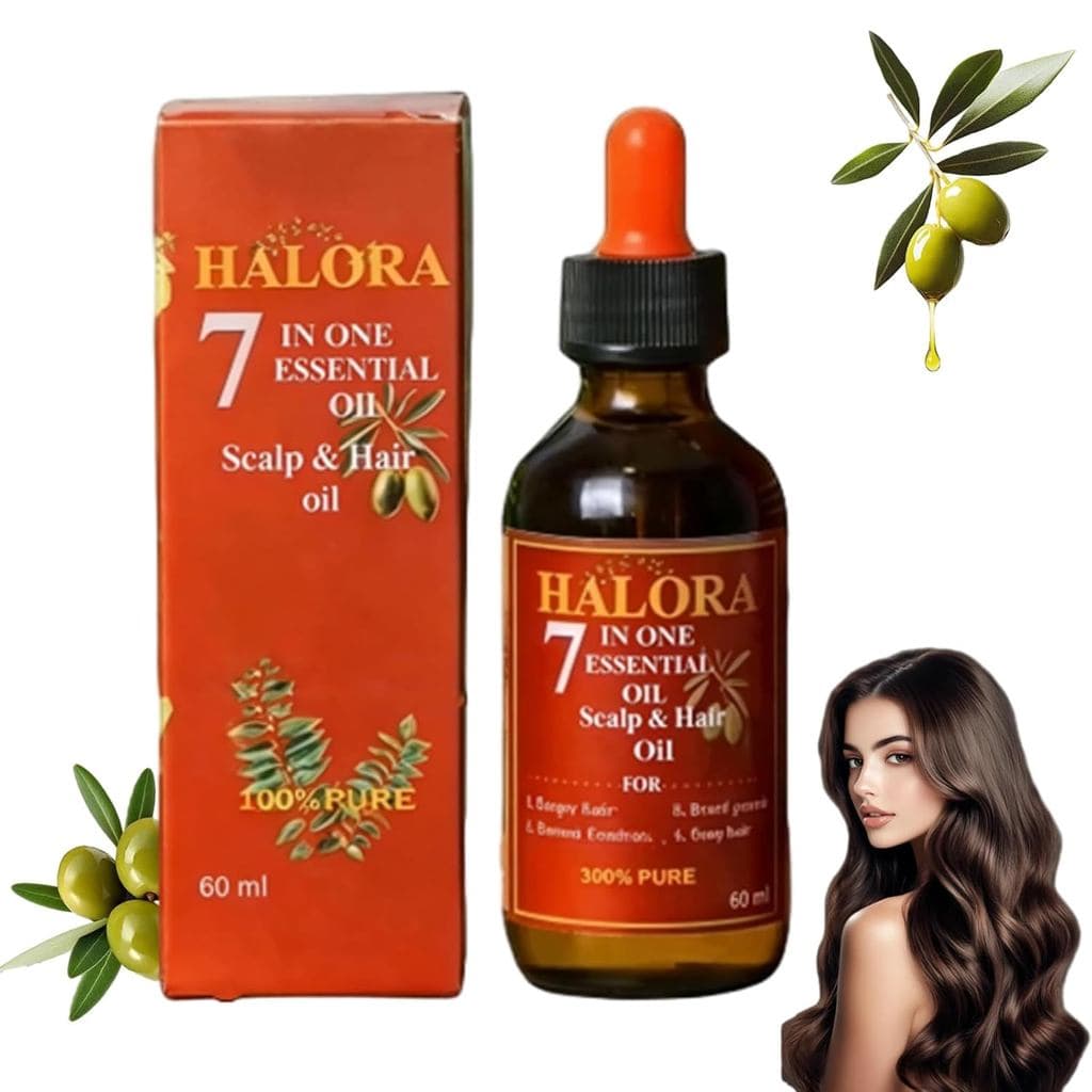 Óleo Capilar Halora para Crescimento do Cabelo, Hair Grow 7 One Essential, Óleo de Oliva Nutritivo Profundo para o Couro