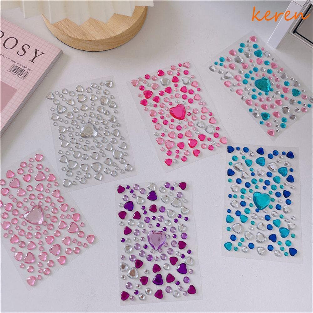 Kerenaa Coração Adesivo Álbum Decoração Para Menina Artesanato Telefone Portátil Acrílico Material Escolar 3D