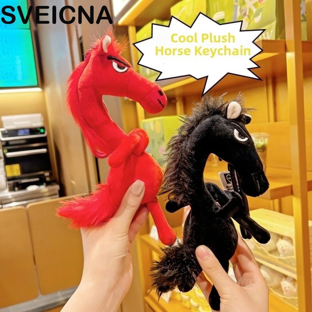 Chaveiro De Cavalo Mascote SVEICNA , Pingente De Boneca Kungfu Fofo Preto Do Zodíaco Chinês De Poliéster