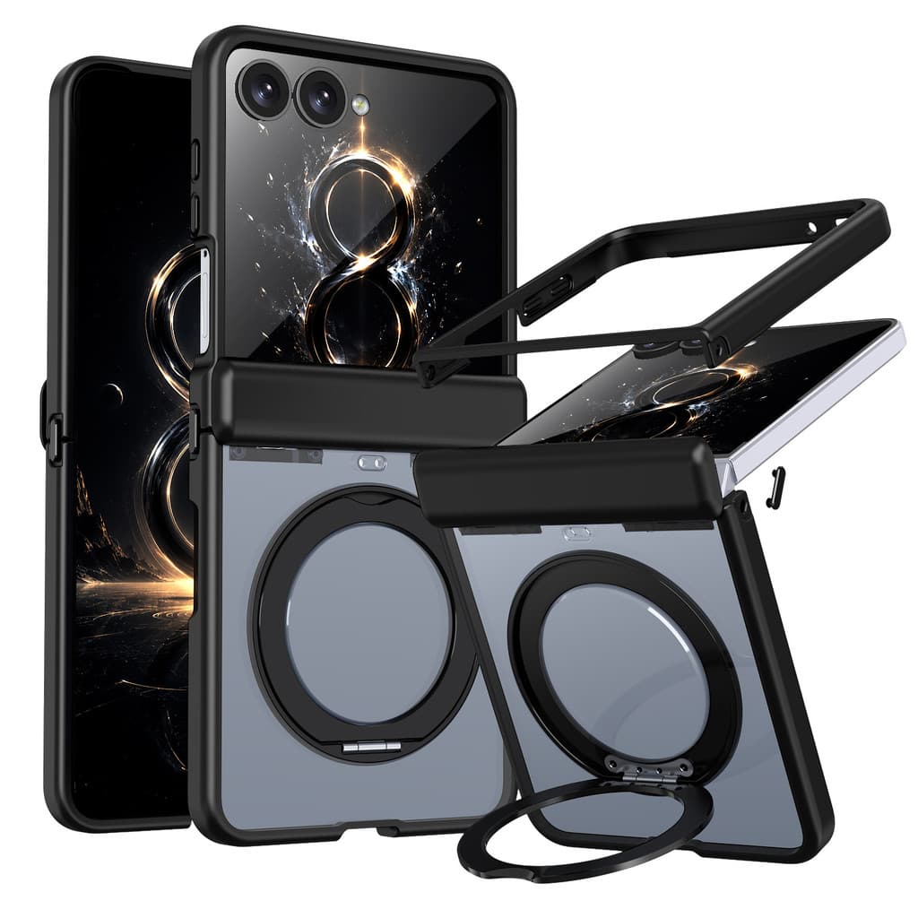Adequado para Samsung ZFlip8 Phone Case 360 Suporte magnético com eixo Central resistente a choques superior inferior do