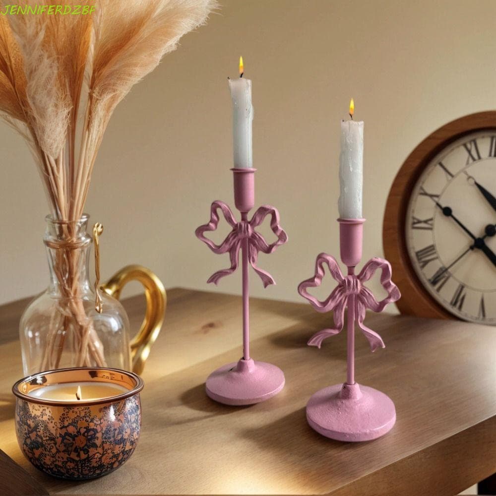 Castiçal De Arco Francês , Suporte De Vela Com Laço De Cabeça Única De Ferro Forjado , Recipientes Românticos De Velas D