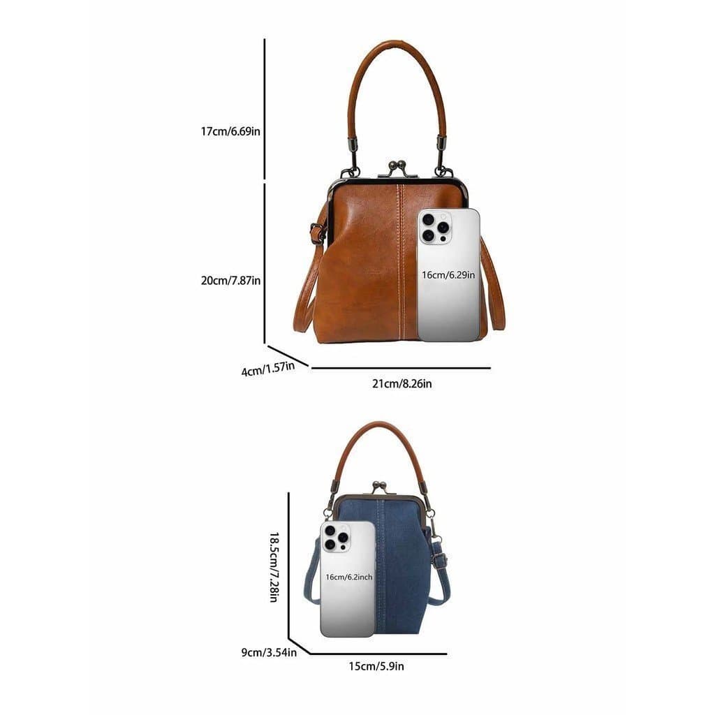 Bolsa transversal de estilo retrô, bolsa de mão com clipe elegante e requintada, bolsa transversal multifuncional casual
