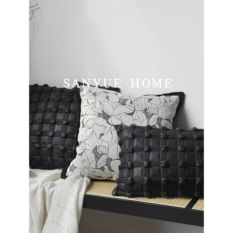 Estilo silencioso preto branco sofá travesseiro luz francês travesseiro sala de estar decoração almofada bolha travessei
