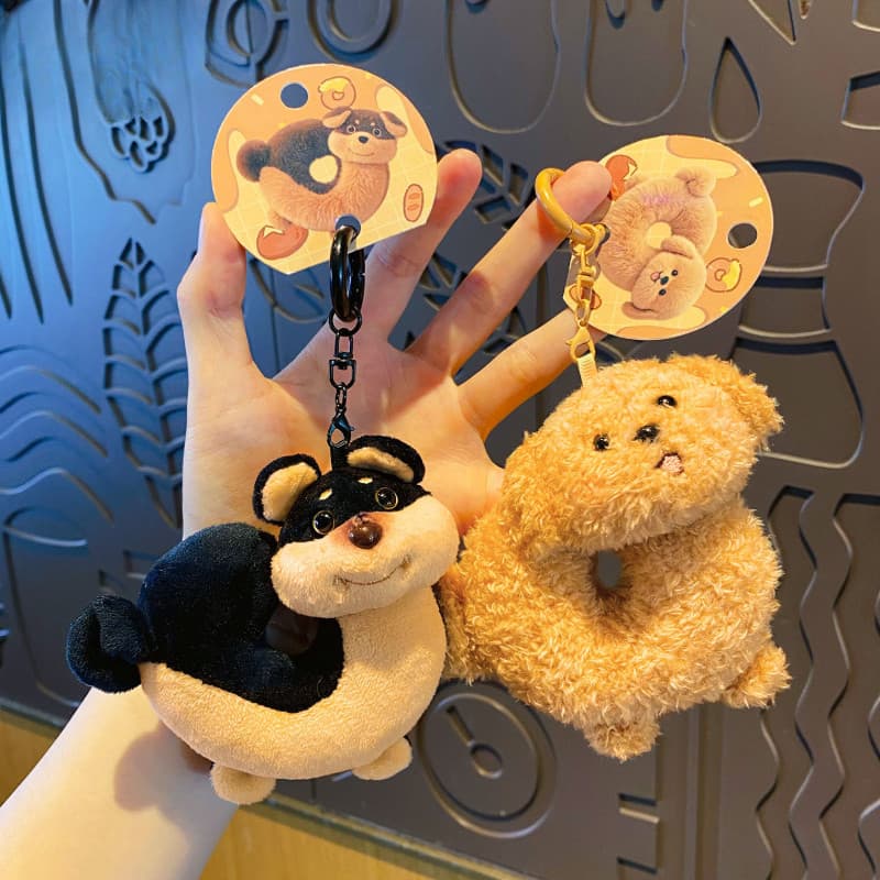 Chaveiro da Série Cartoon Bee Dog, Brinquedo de Pelúcia Fofo, Pingente Adorável para Bolsa, Brinquedo Moderno e Elegante