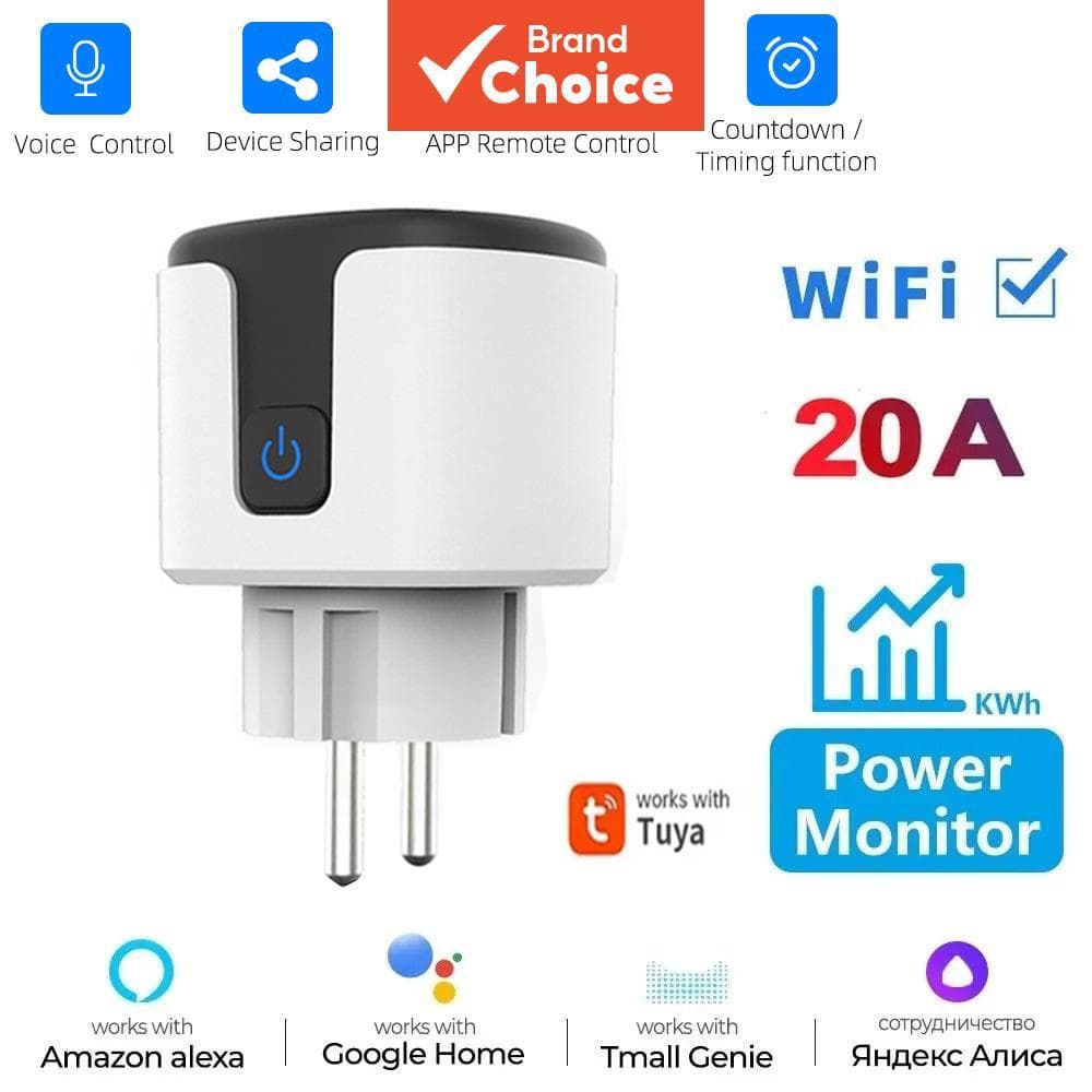 Tomada Inteligente WiFi AXUS EU 16A/20A com Monitoramento de Energia, Função de Temporizador, Compatível com Tuya Smart