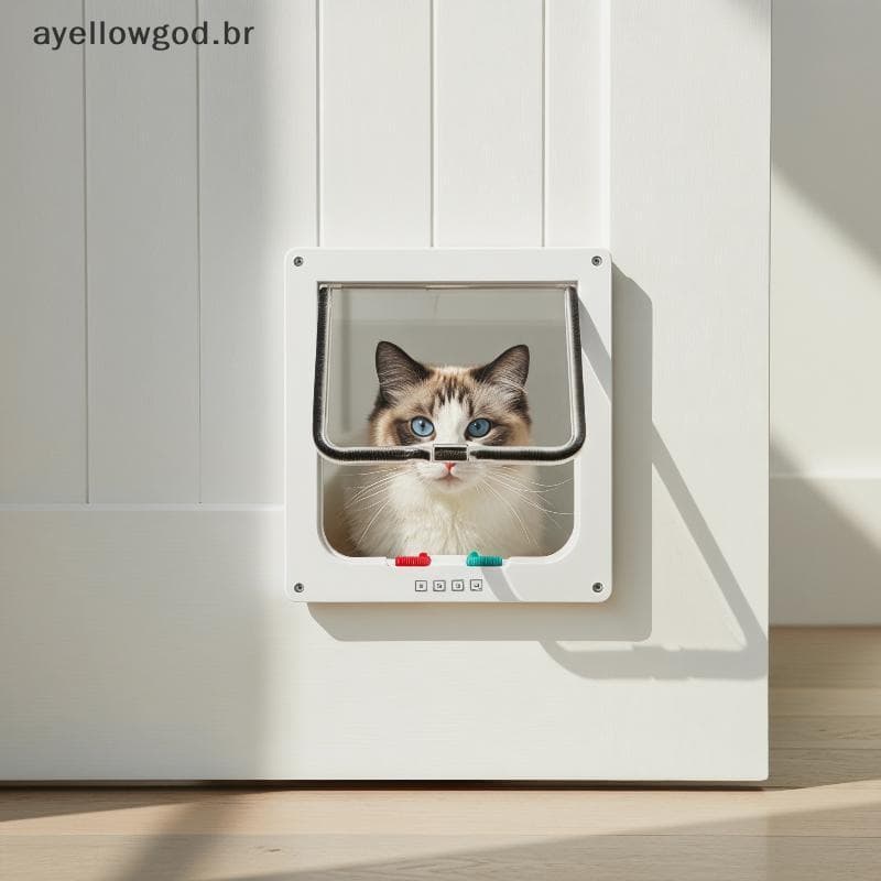 AYBR Porta De Gato À Prova De Intempéries , Aba Transparente De 4 Vias , Design De Segurança Para Animais De Estimação ,