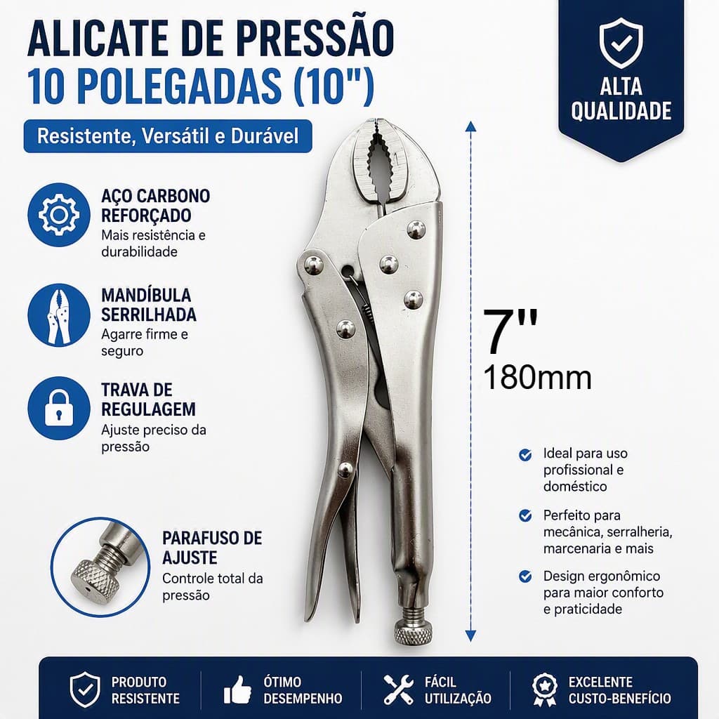 Alicate de Pressão 5''(130mm) 7''(180mm) Profissional Alicate Travante Multiuso Reparo Mecânico