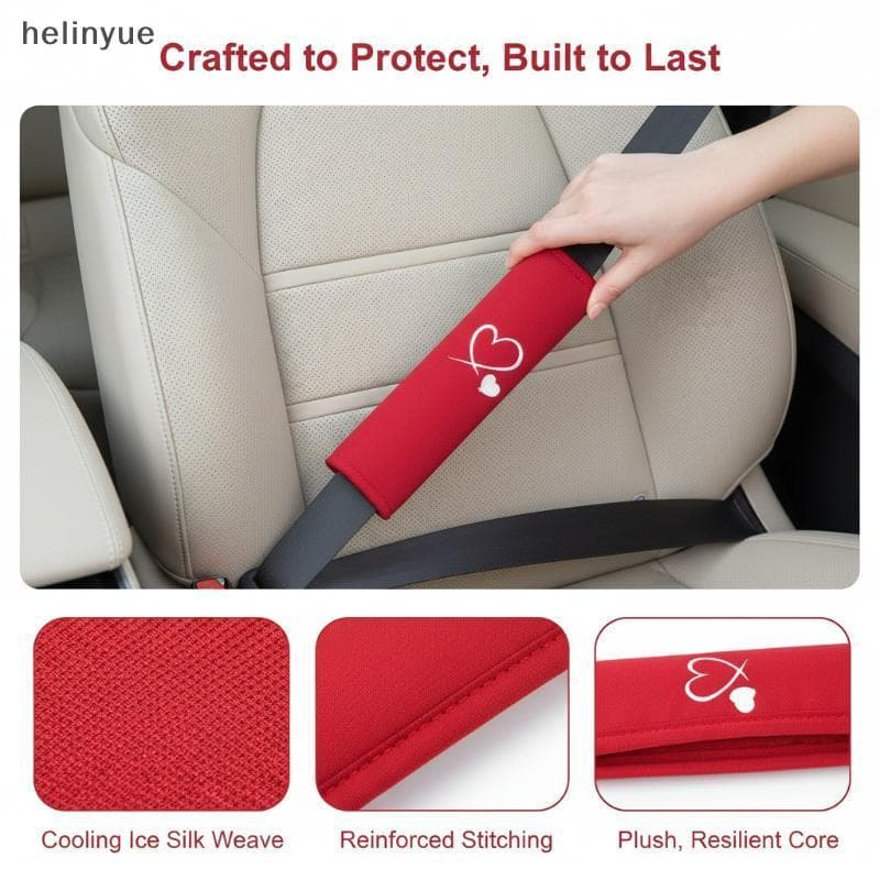 1/2 Pçs Em Forma De Coração Bordado Cinto De Segurança Do Carro Almofadas De Ombro Macio Respirável Para Condução Diária