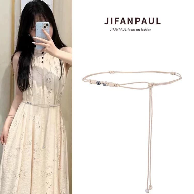 Acessórios de corrente de cintura feminino cinto trançado acessórios decorativos vestido estilo boêmio corda de cintura
