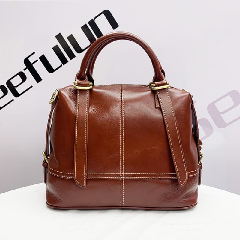 Bolsa feminina de grande capacidade bolsa de couro high-end bolsa feminina Diagonal bolsa de ombro de couro genuíno atmo