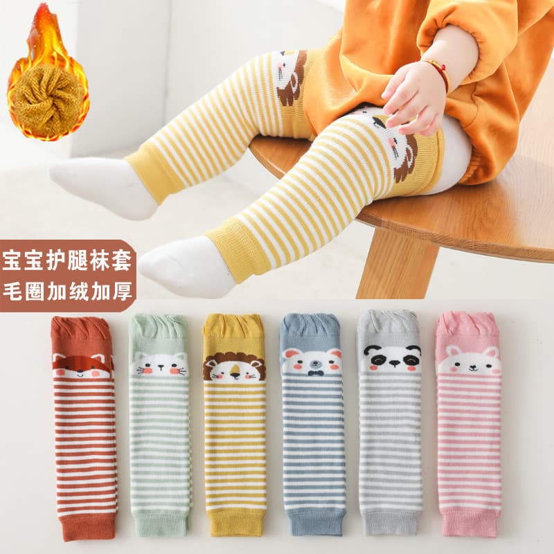 Meias de bebê capas de pé velo engrossado meias joelheiras do bebê aprender a engatinhar joelhos crianças Leggings prote