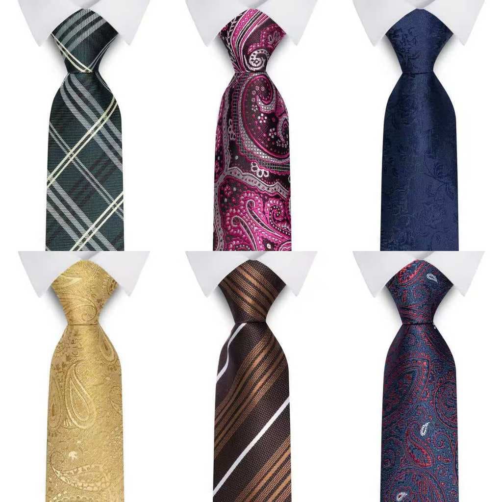 Gravata masculina larga listrada Paisley de 8 cm, roupa Formal de negócios, gravata de poliéster, estoque pronto20260827