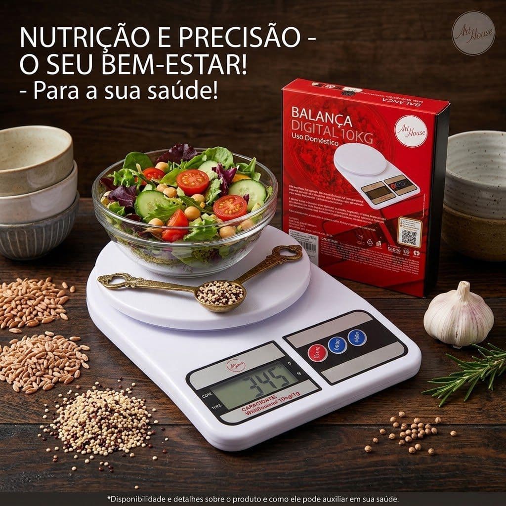 ⚖️ Balança Digital de Cozinha Art House 10kg – Precisão e Praticidade para Suas Receitas!