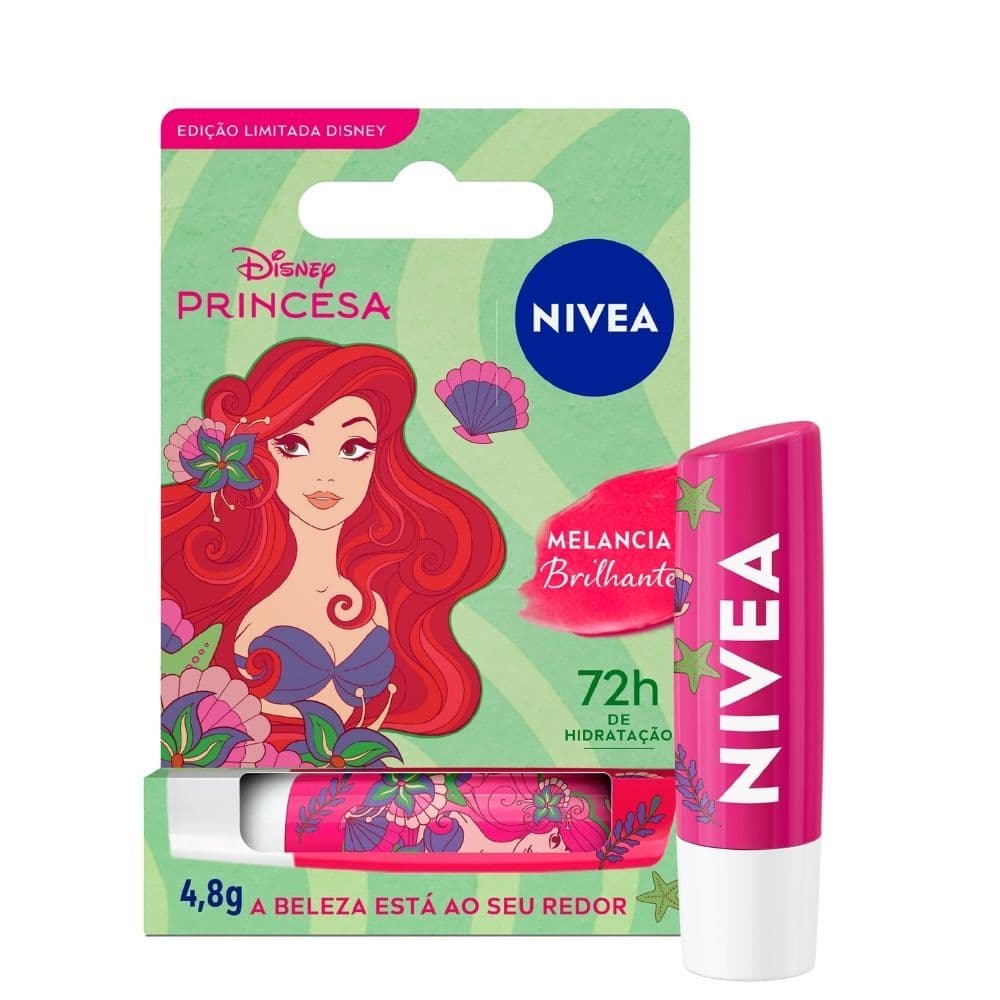 Hidratante Labial Nívea Ed. Limitada Disney Princesa Ariel Melancia Brilhante 4,8g