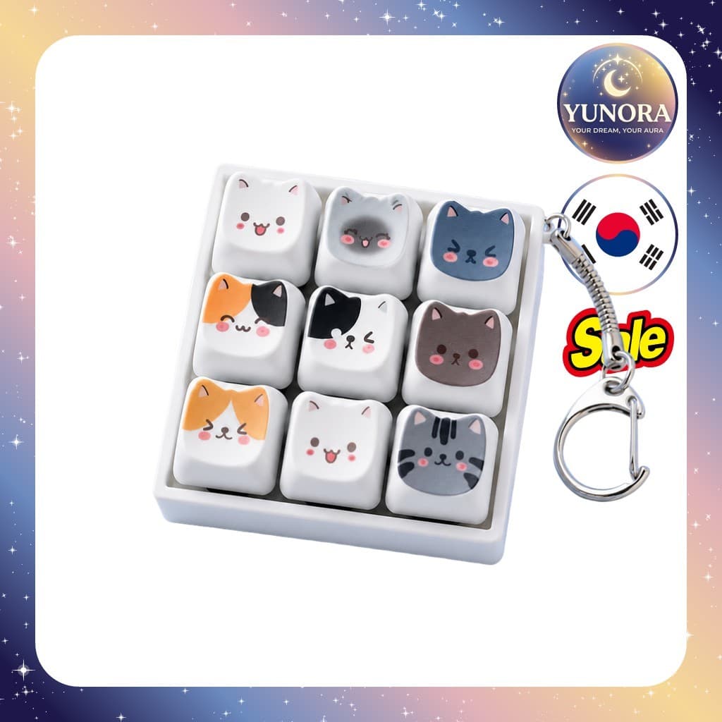[Normalismo] Chaveiro Cat Keycap Clicky Switch 9/Fidget Coreano/Brinquedo Interruptor Mecânico