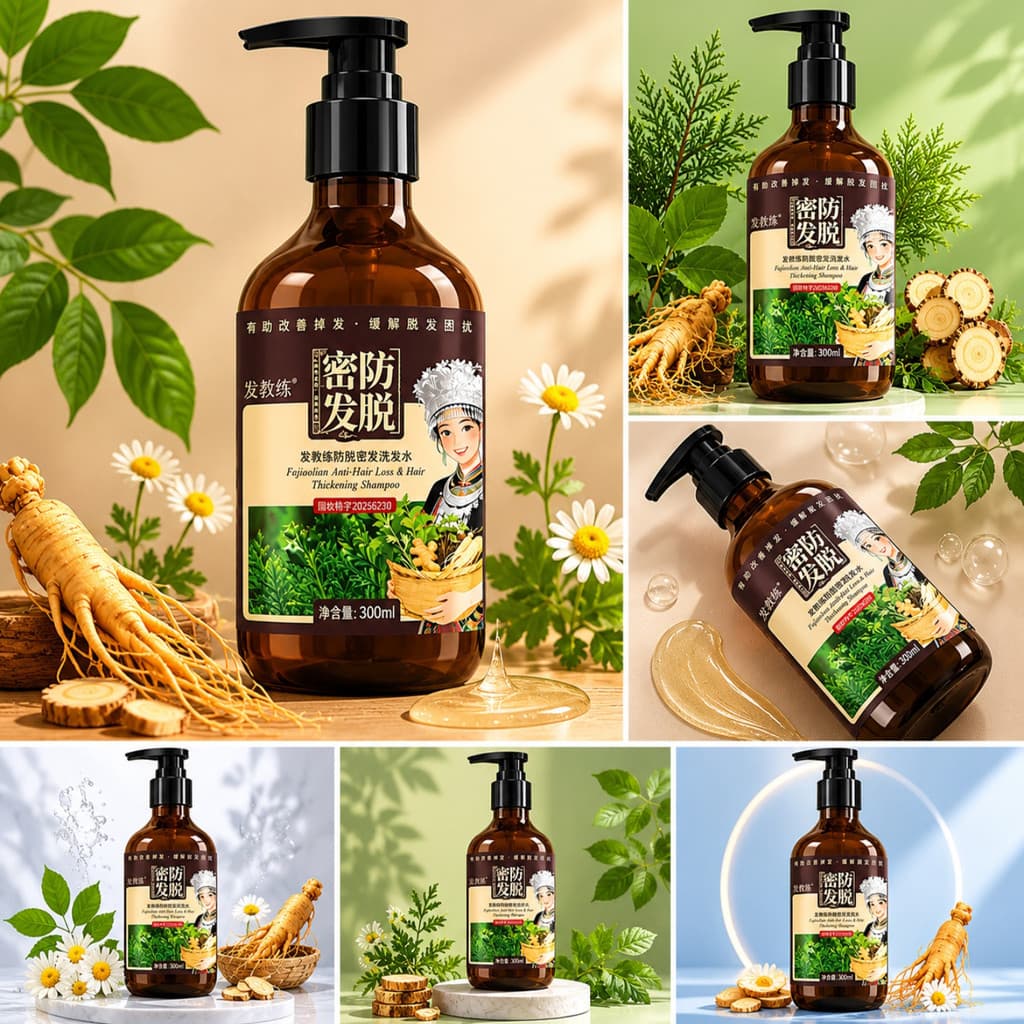 Shampoo de controle de cabelo treinador Anti-densidade shampoo de perda de cabelo Miaojia shampoo botânico de cuidados c