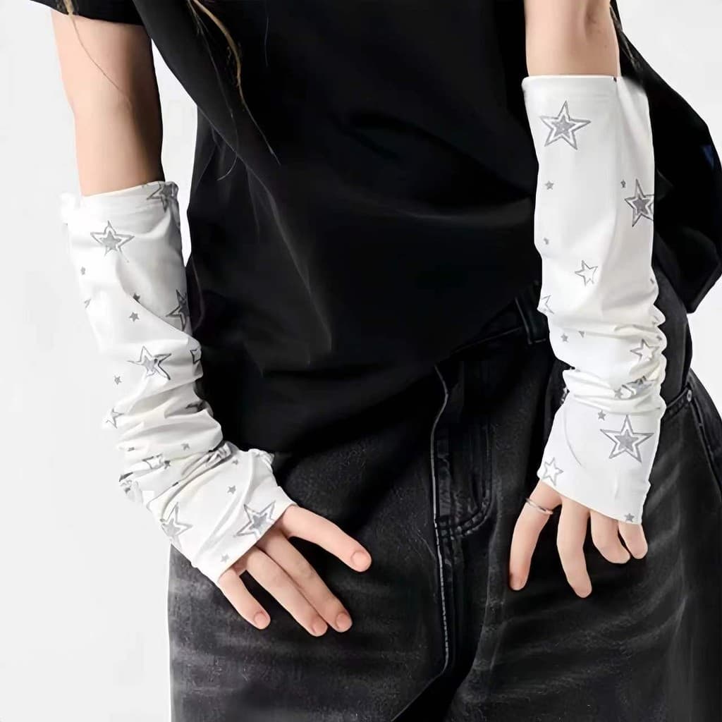 Versão coreana Original impressão completa estilo estrela protetor solar manga feminina y2k viagem Anti-ultravioleta pár
