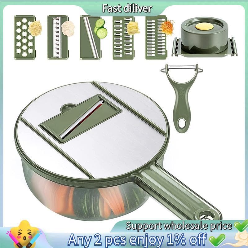 , Cortador De Alimentos , Cozinha E Fatiador Com 5 Lâminas De Aço Inoxidável , Recipiente