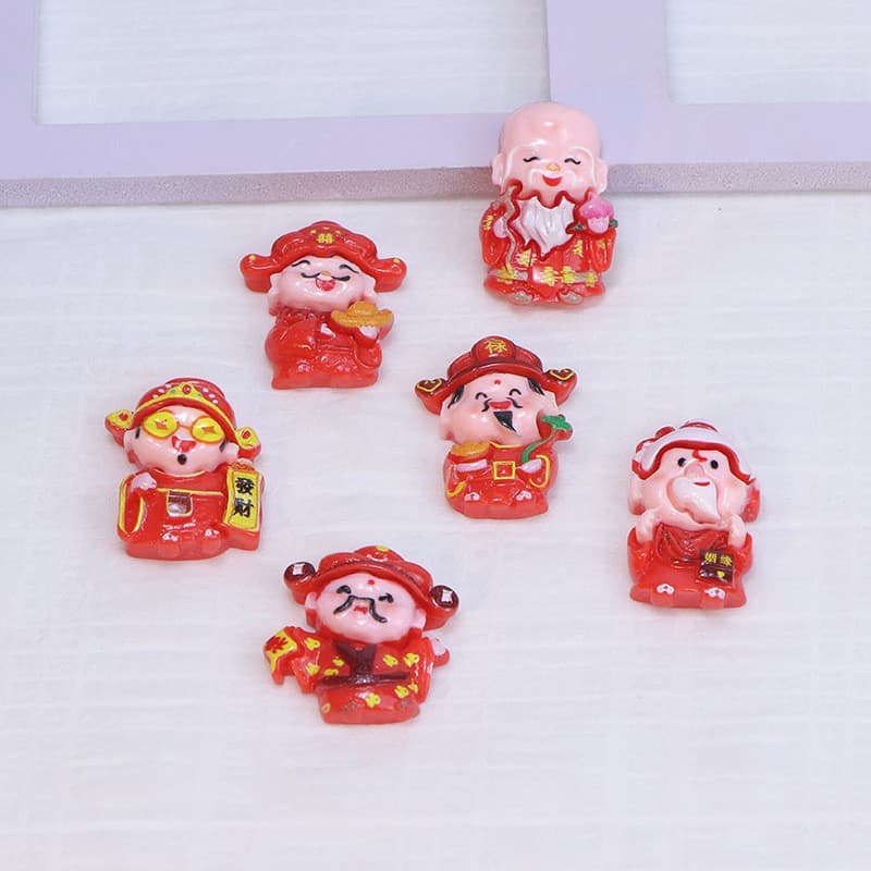 Desenhos animados diy acessórios de resina jóias ano novo cor deus da riqueza creme cola artesanal Hairpin caso do telef