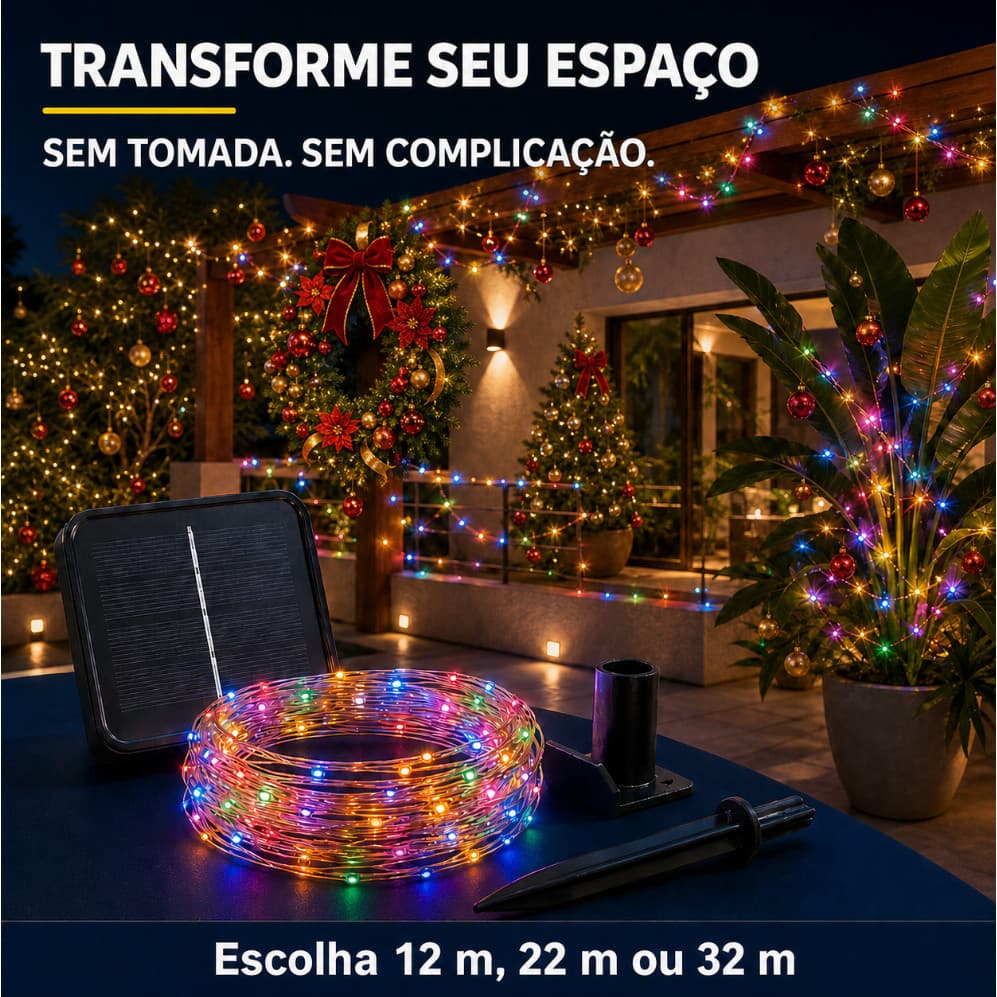 12M/22M/32M Luzes Solares De Fada De Cordas À Prova D'água 8 Modos Para Árvore De Jardim Christmas Raya Decor natal