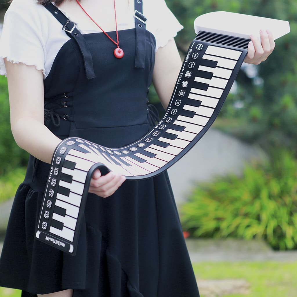Teclado eletrônico enrolado à mão de 49 teclas estilo dobrável Piano enrolado à mão teclado eletrônico chave para inicia