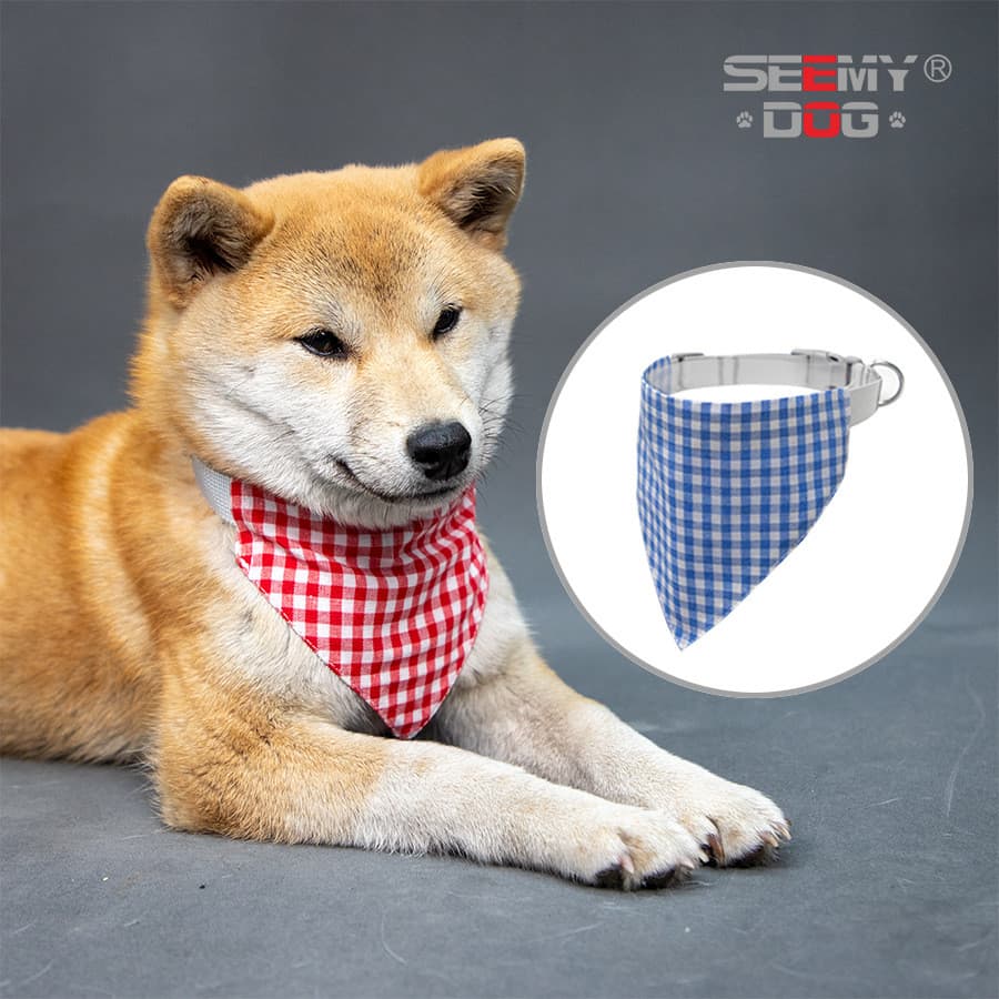 Gato de estimação Shiba Inu colar japonês cão Pastoral xadrez triângulo Saliva cachecol dos desenhos animados babador de
