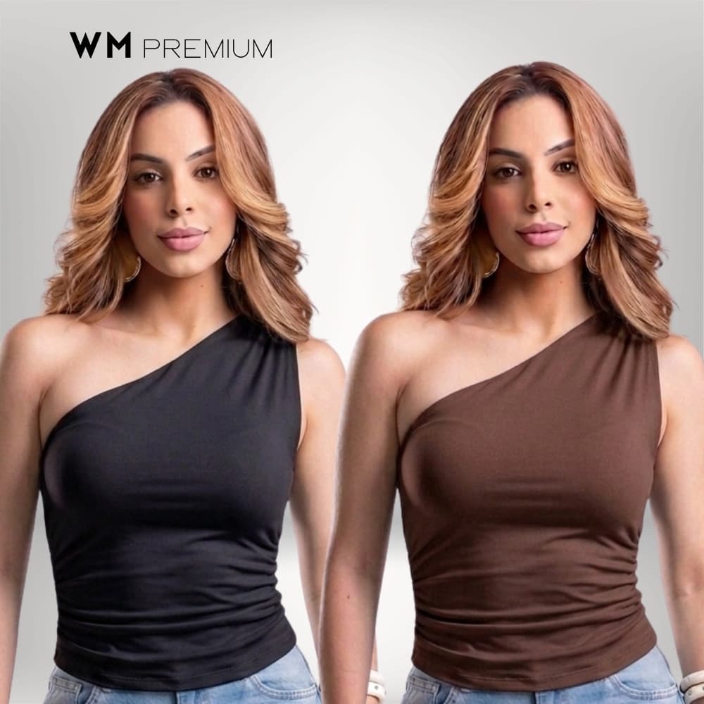Kit 2 Blusa Assimétrica Ombro Mula Manga Casual Elegante Gringa Moda Verão