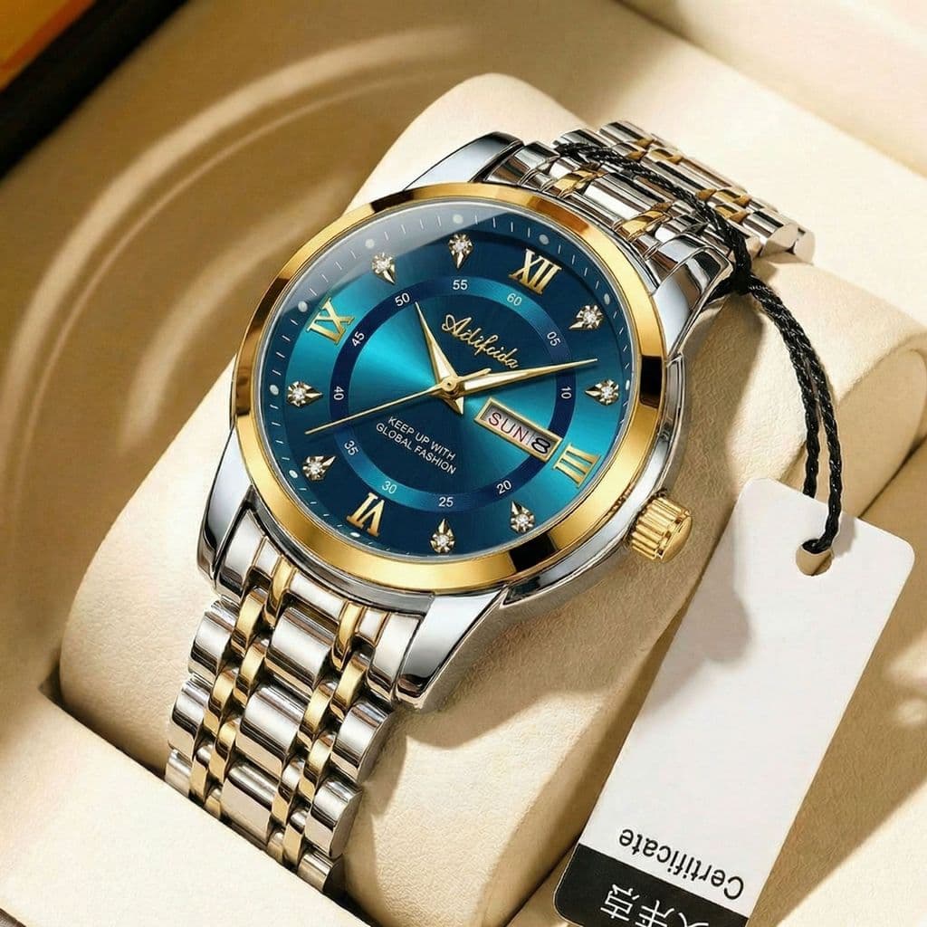 Relógio De Pulso Masculino De Quartzo Empresarial Ailifeida , Mostrador Redondo De 41 Mm , Transparente De Aço Inoxidáve