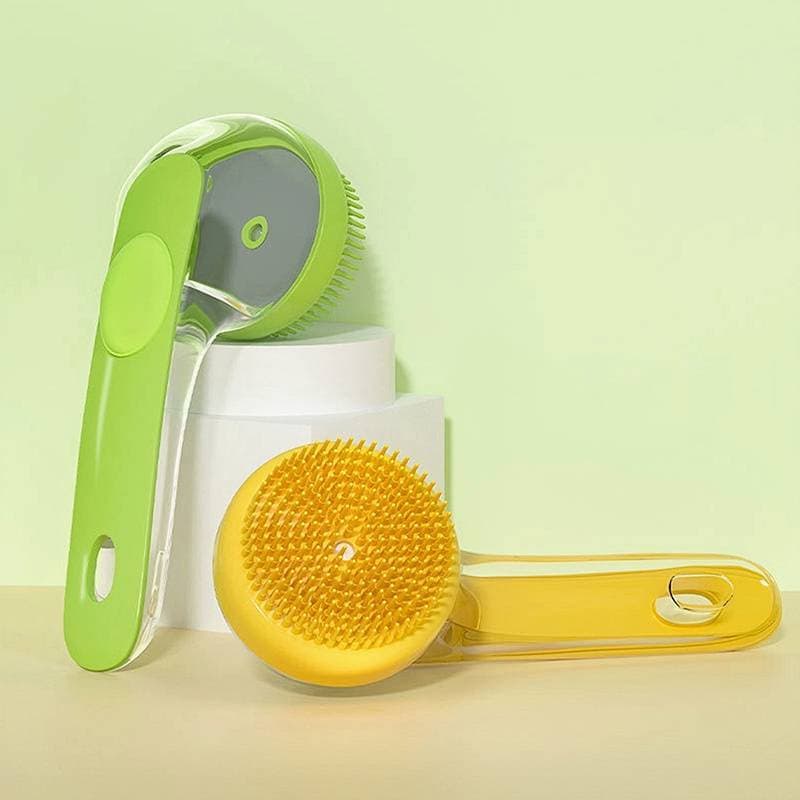 JTFG Escova De Banho Para Animais De Estimação 2025 Nova 2 Em 1 Cães Com Dispensador De Shampoo Embutido Lavagem Gatos M