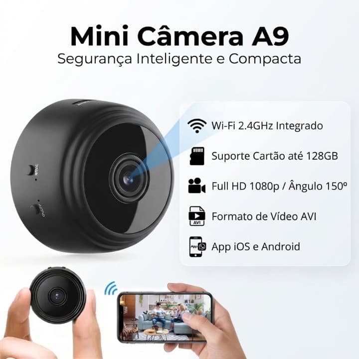 Novo A9 HD Mini com visão noturna Wifi Câmera 1080P Vigilância