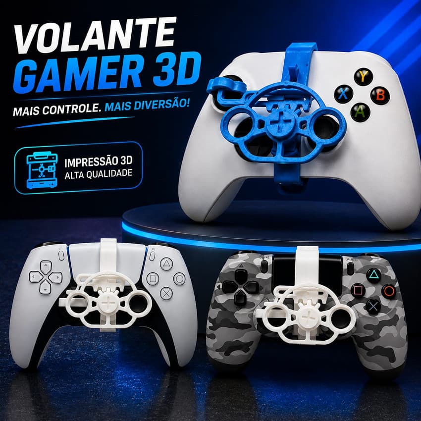 Mini Volante para Controle PS4 PS5 Xbox One Series S/X – Acessório Gamer para Jogos de Corrida – 7 Cores
