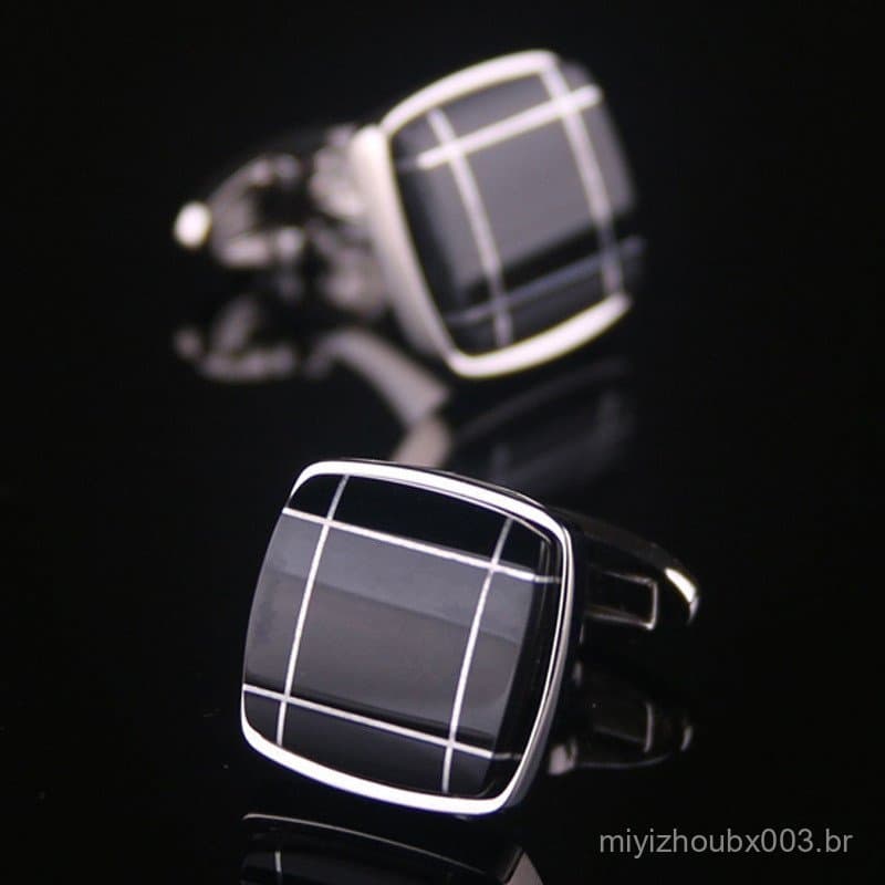 Abotoaduras de pedra de ágata preta, alfinetes de punho para camisa francesa, alfinetes de punho masculinos, abotoaduras