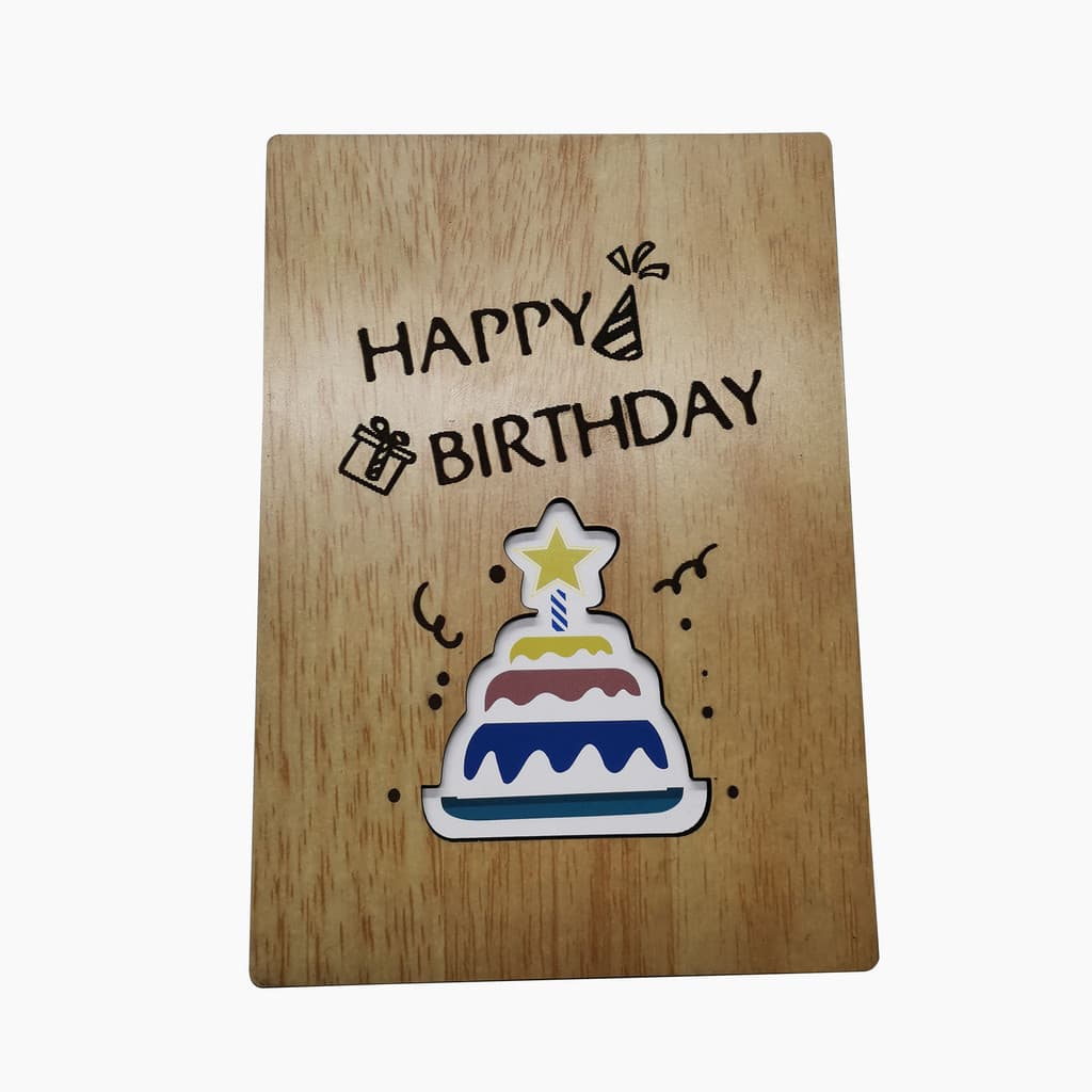 Cartão de felicitações de madeira de aniversário transfronteiriço da Amazon, bênção de feriado, dia dos pais, presente d